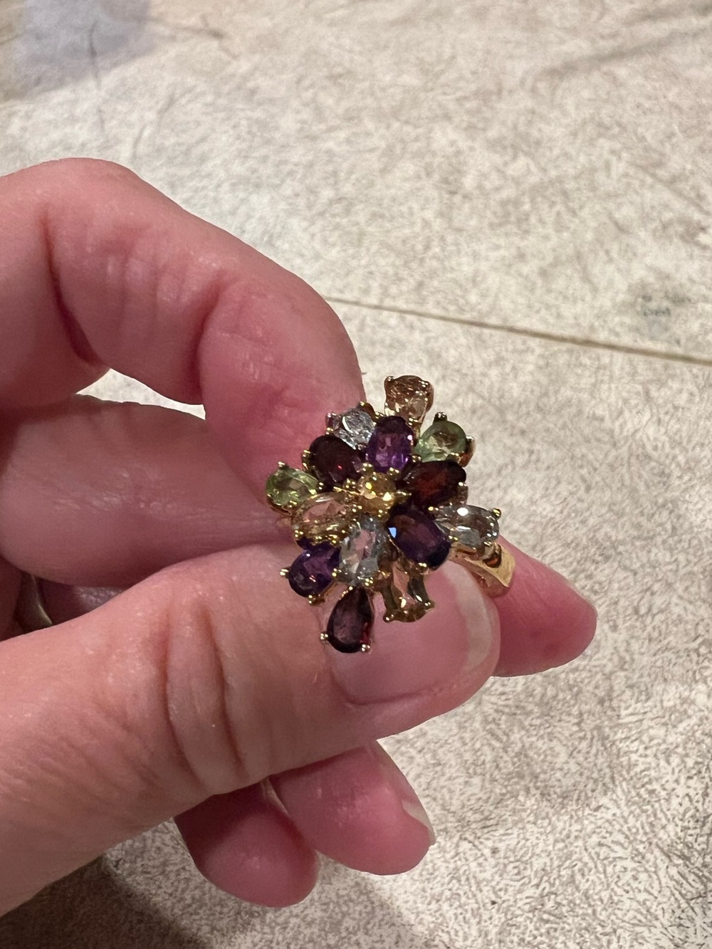 Designer PAJ multicolor Gemstone Ring in Gold vermeil over sterling silver